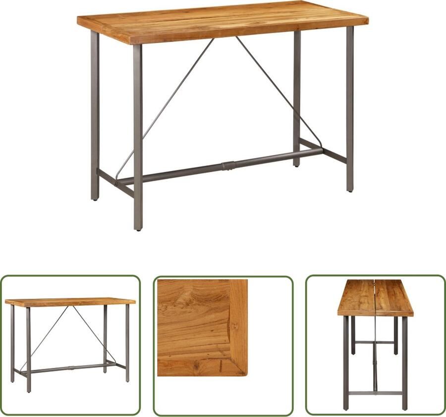 The Living Store Bartafel Gerecycled teakhout 150 x 70 x 106 cm IndustriÃle stijl Bartafel Teak Hout Industriele Stijl Vintage Meubilair Salontafel - Foto 2