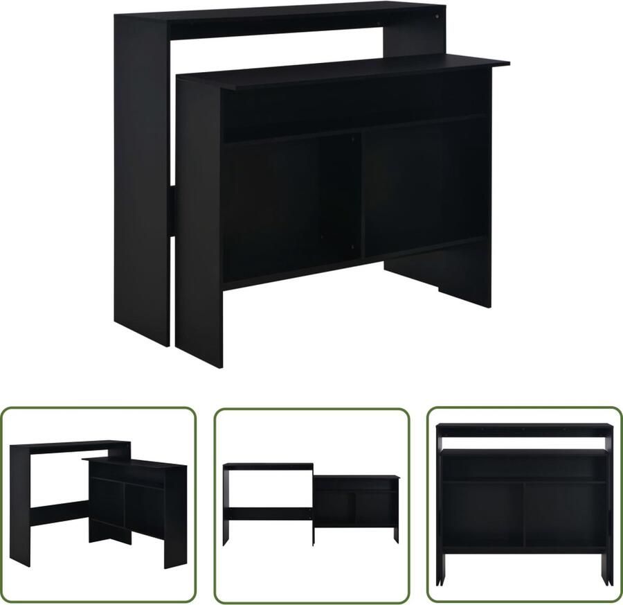 The Living Store Bartafel met 2 tafelbladen 130x40x120 cm zwart Bartafel Bistrotafel Loungetafel Buitentafeltje Terrastisch - Foto 2