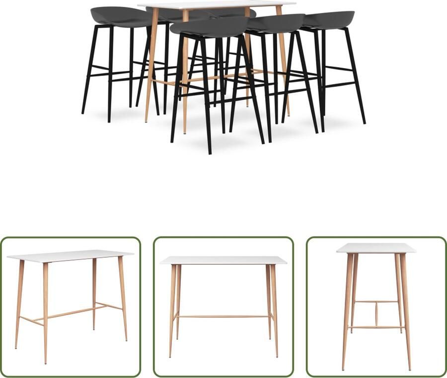 The Living Store Bartafel Industrieel 120 x 60 x 105 cm MDF Metaal Wit