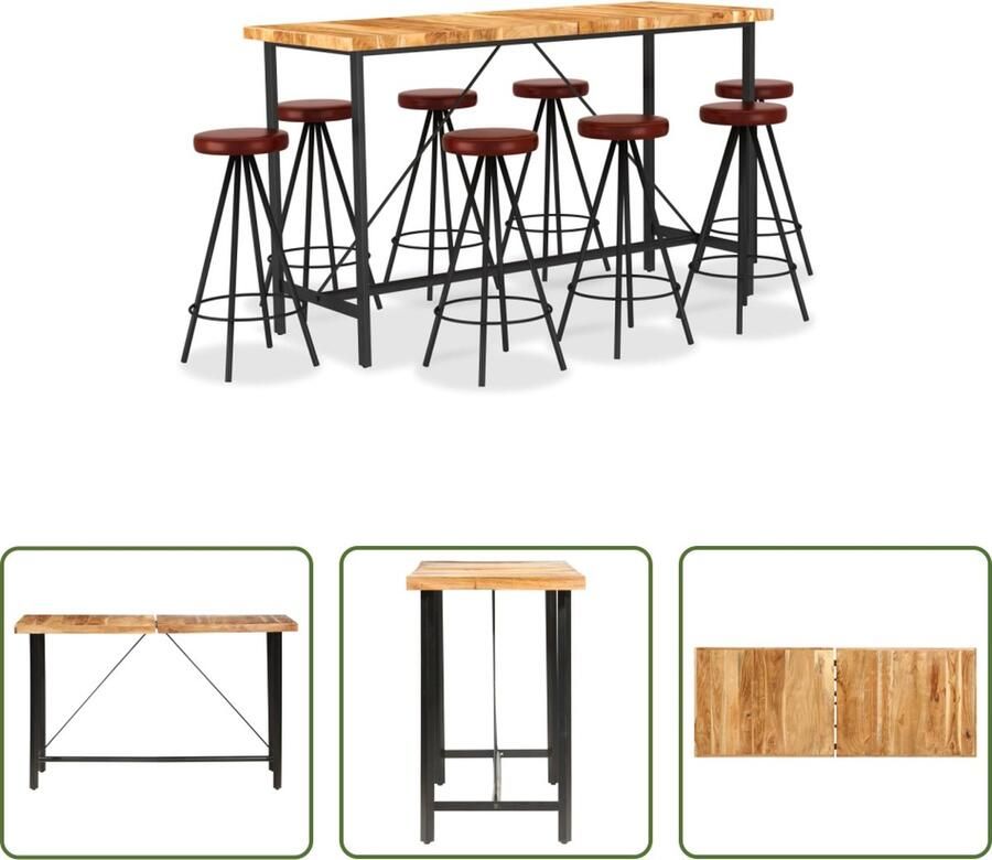 The Living Store Bartafel Industrieel 180 x 70 x 107 cm Massief Acaciahout en Staal 1 x bartafel