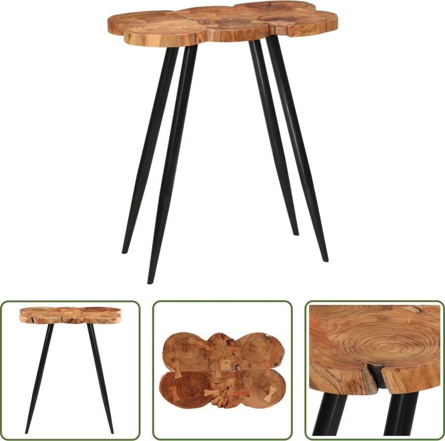 The Living Store Bartafel Massief Acaciahout Metalen Poten Tijdloos Ontwerp 90x54x105 cm Honingkleurige afwerking Montage vereist