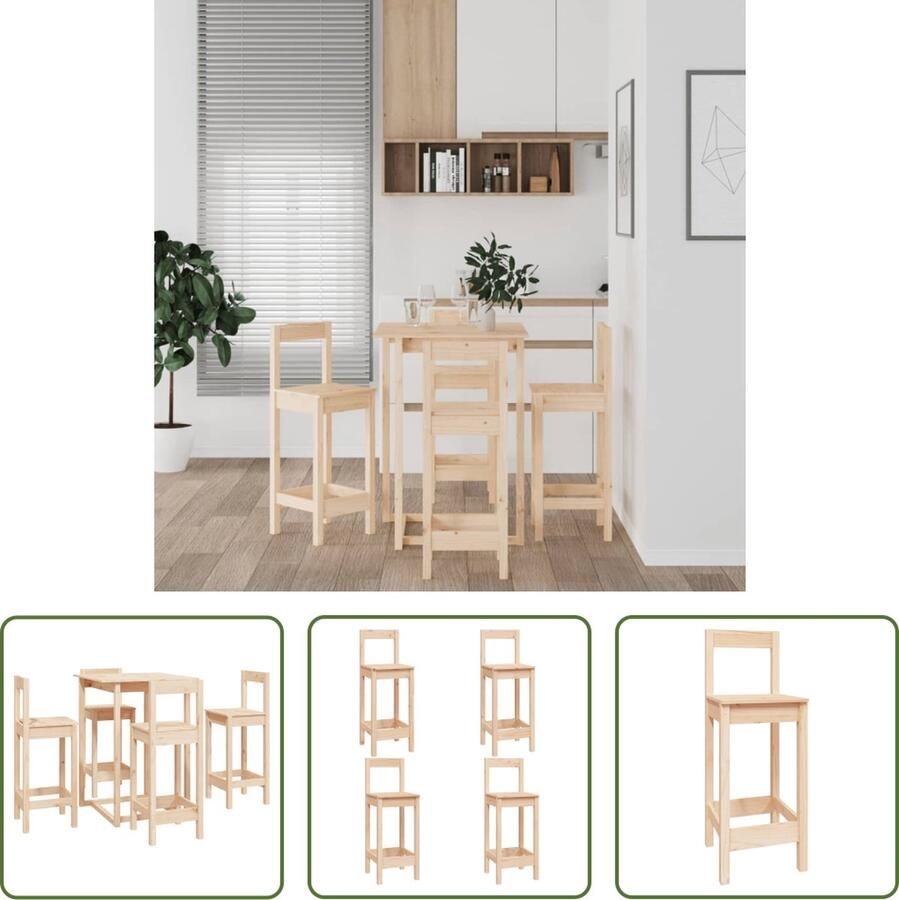 The Living Store Bartafel Massief Grenenhout 80x80x110cm Onbehandeld Stabiel Frame Stevig Blad Bartafel Houten Bartafel Grenenhout Barset Bistroset