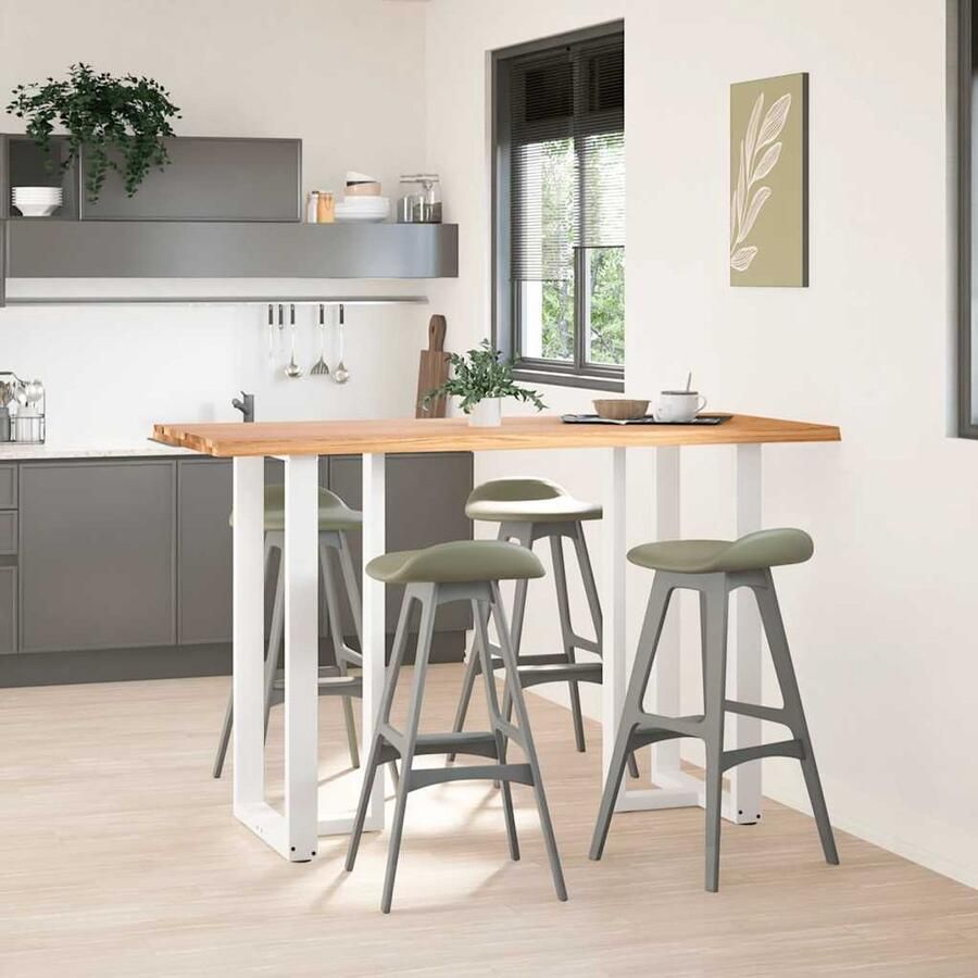 The Living Store Bartafel met natuurlijke rand 180x80x112 cm massief eikenhout Bartafel Eikenhouten Tafel Salontafel Keukenbar Diningtable