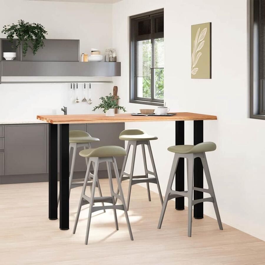 The Living Store Bartafel met natuurlijke rand 180x80x112 cm massief eikenhout Bartafel Eetkamerset Salontafel Eikenhout Massief Hout