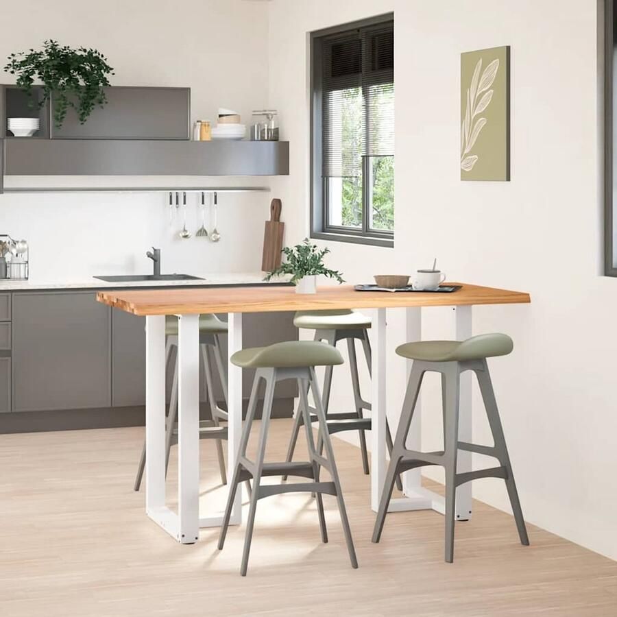 The Living Store Bartafel met natuurlijke rand 180x80x92 cm massief eikenhout Bartafel Eetkamertafel Eikenhout Salontafel Massief Hout