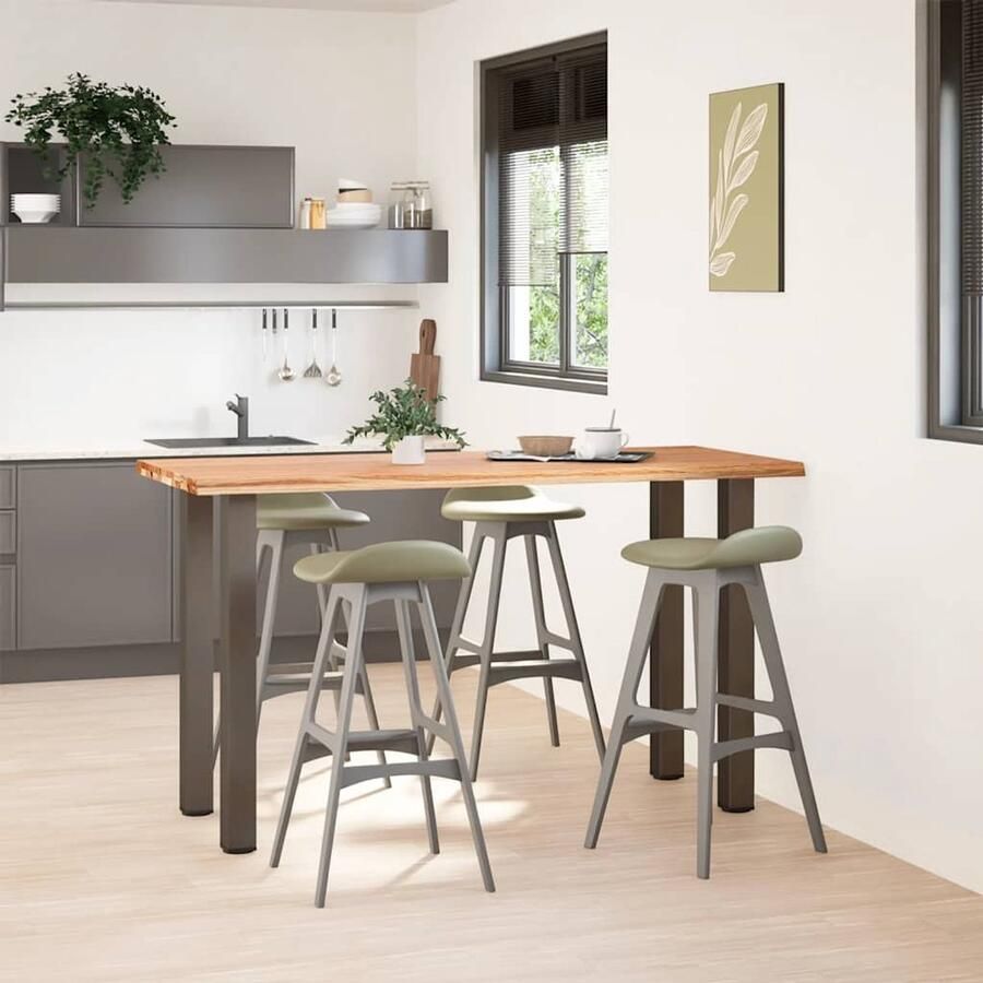 The Living Store Bartafel met natuurlijke rand 180x80x92 cm massief eikenhout Tafel Met Barkrukken Houten Tafel Eikenhouten Tafel Eetkamertafel Salontafel