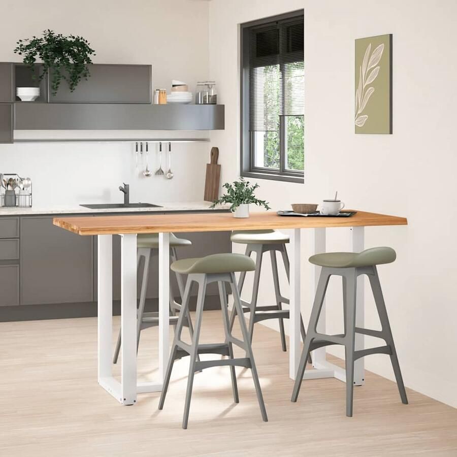 The Living Store Bartafel met natuurlijke rand 200x80x92 cm massief eikenhout Bartafel Eetkamerset Eikenhouten Tafel Salontafel Industriële Tafel