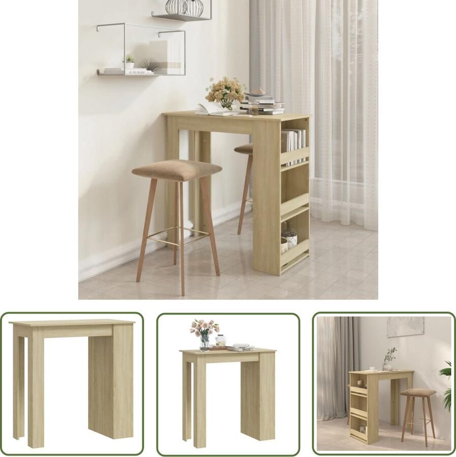 The Living Store Bartafel Sonoma Eiken 102 x 50 x 103.5 cm Met 3 opbergvakken(Note- 112 characters) Bartafel Salontafel Houten Tafel Sonomaneiken Eethoek - Foto 2