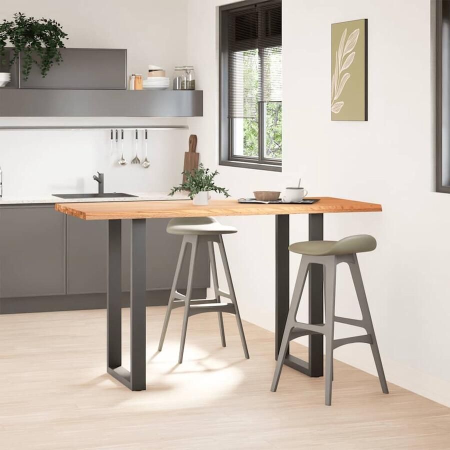 The Living Store Bartafel rechthoekig 180x80x102 cm massief eikenhout lichtbruin Bartafel Eikenhouten Tafel Eetkamertafel Salontafel Woonaccessoires