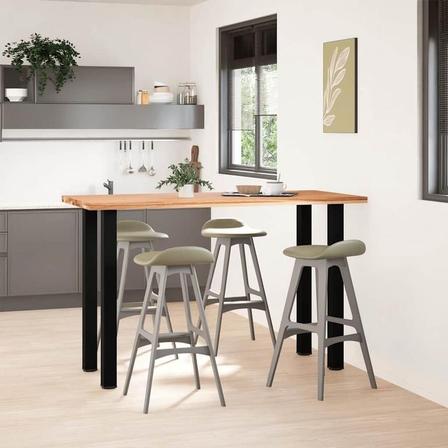 The Living Store Bartafel rechthoekig 180x80x112 cm massief eikenhout lichtbruin Bartafel Eikenhouten Tafel Salontafel Eetkamertafel Industriële Tafel