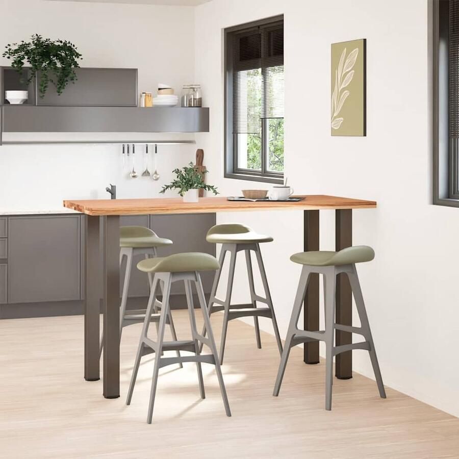 The Living Store Bartafel rechthoekig 180x80x112 cm massief eikenhout lichtbruin Bartafel Eikenhouten Tafel Salontafel Eetkamerset Design Tafel