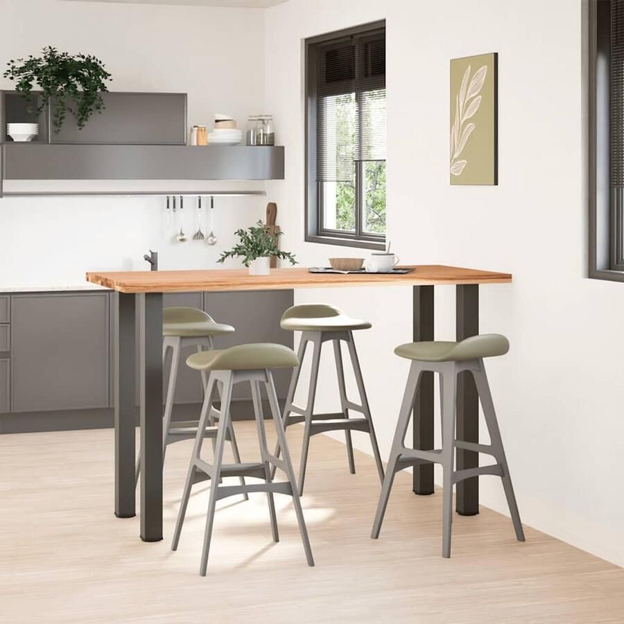 The Living Store Bartafel rechthoekig 180x80x112 cm massief eikenhout lichtbruin Bartafel Eetkamerset Salontafel Eikenhout Industrieel Design