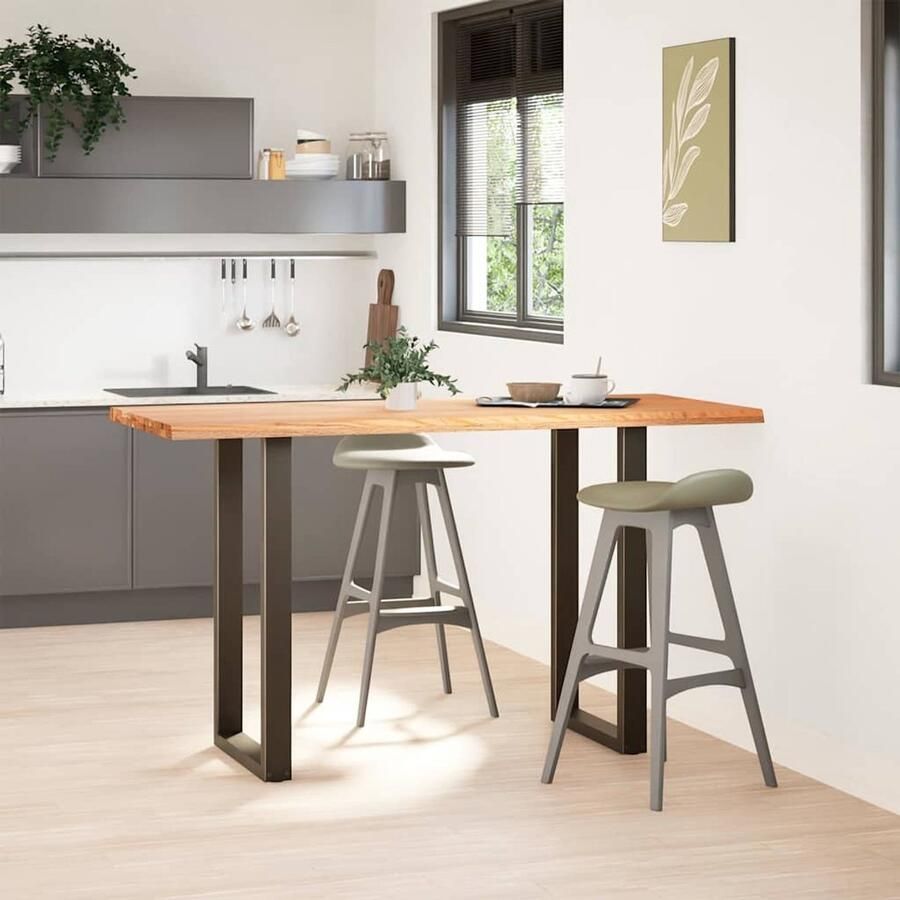 The Living Store Bartafel rechthoekig 180x80x112 cm massief eikenhout lichtbruin Bartafel Eikenhouten Tafel Eetkamertafel Salontafel Woonaccessoires