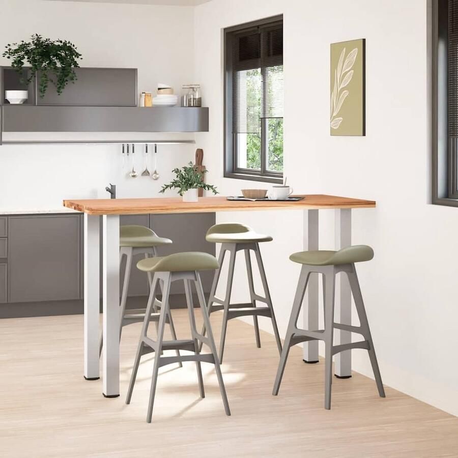 The Living Store Bartafel rechthoekig 180x80x112 cm massief eikenhout lichtbruin Bartafel Eikenhouten Tafel Eetkamertafel Keuken Eiland Salontafel