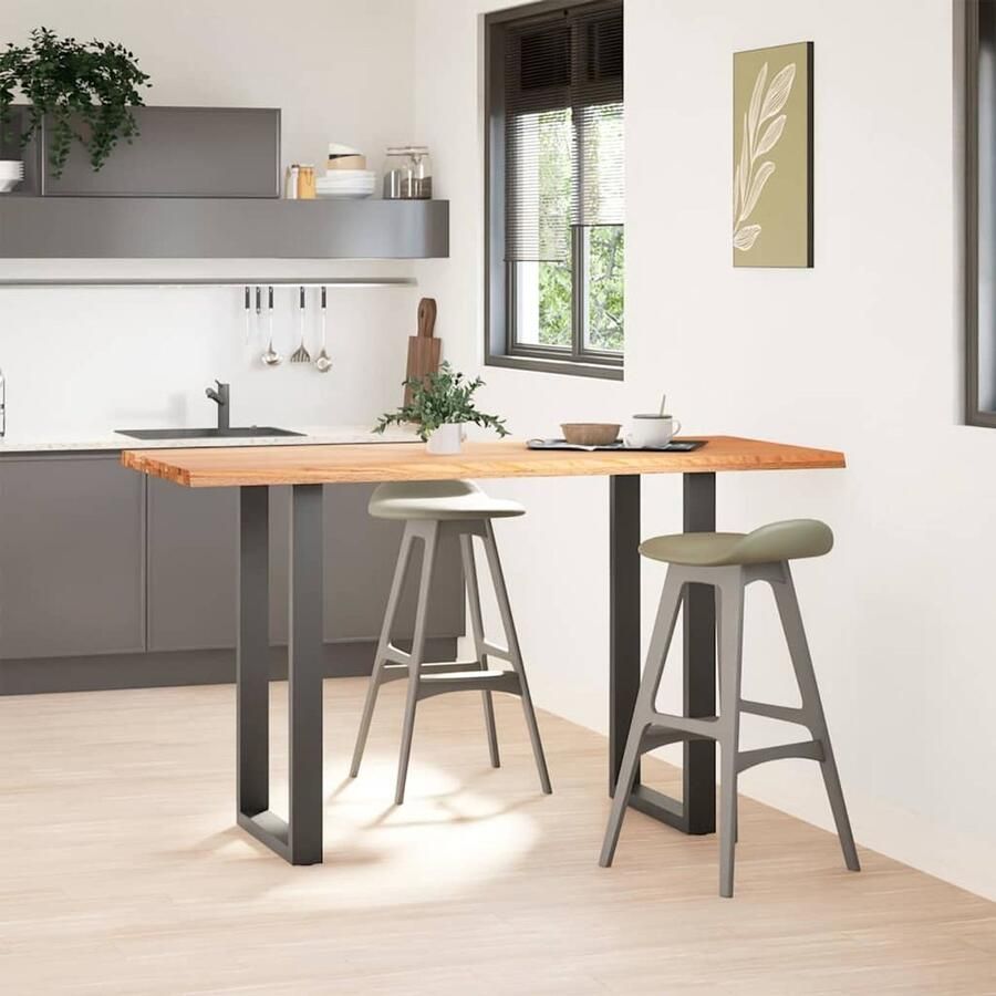 The Living Store Bartafel rechthoekig 180x80x112 cm massief eikenhout lichtbruin Eetkamertafel Eikenhouten Tafel Rechte Tafel Salontafel Grote Tafel