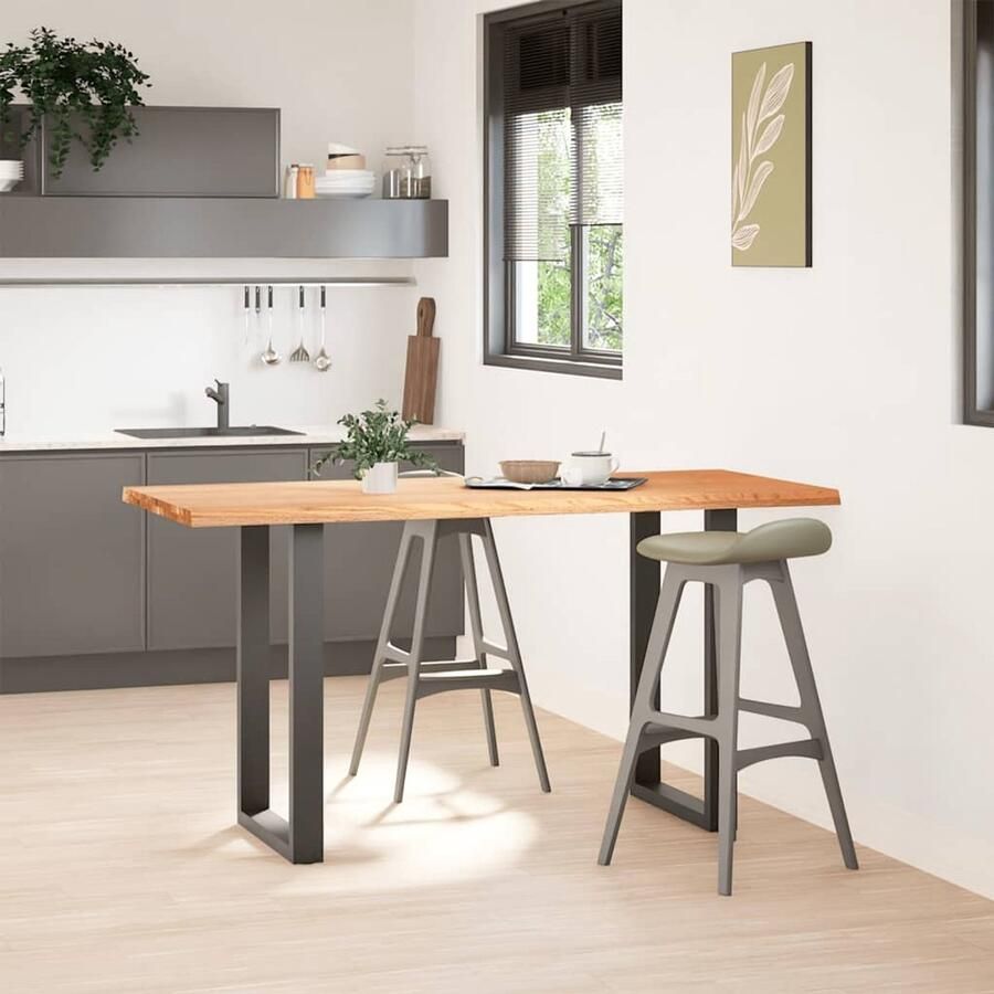 The Living Store Bartafel rechthoekig 180x80x92 cm massief eikenhout lichtbruin Bartafel Eetkamerstoel Salontafel Eikenhout Massief Hout