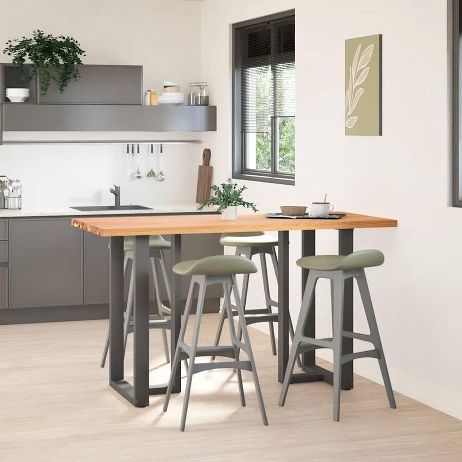 The Living Store Bartafel rechthoekig 180x80x92 cm massief eikenhout lichtbruin Tafel Met Poten Houten Tafel Eetkamertafel Salontafel Oak Wood Furniture