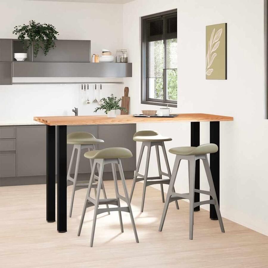 The Living Store Bartafel rechthoekig 200x80x112 cm massief eikenhout lichtbruin Bartafel Eikenhouten Tafel Salontafel Eetkamertafel Industriele Tafel