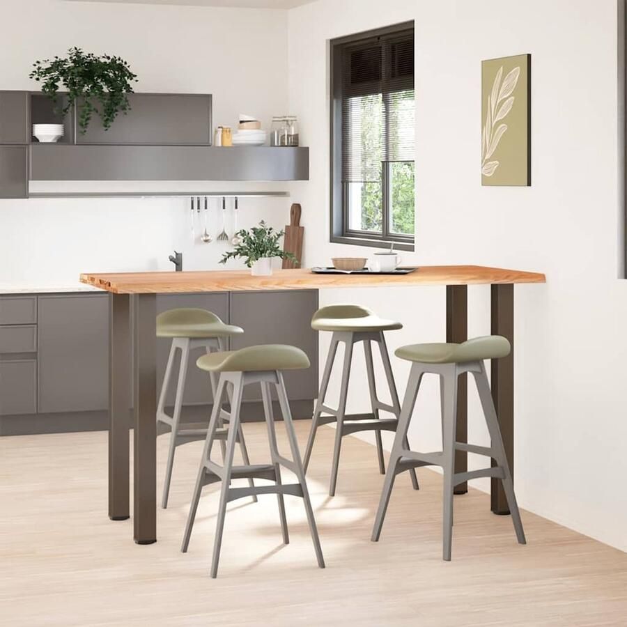 The Living Store Bartafel rechthoekig 200x80x112 cm massief eikenhout lichtbruin Bartafel Eetkamertafel Salontafel Eikenhouten Tafel Industriële Tafel