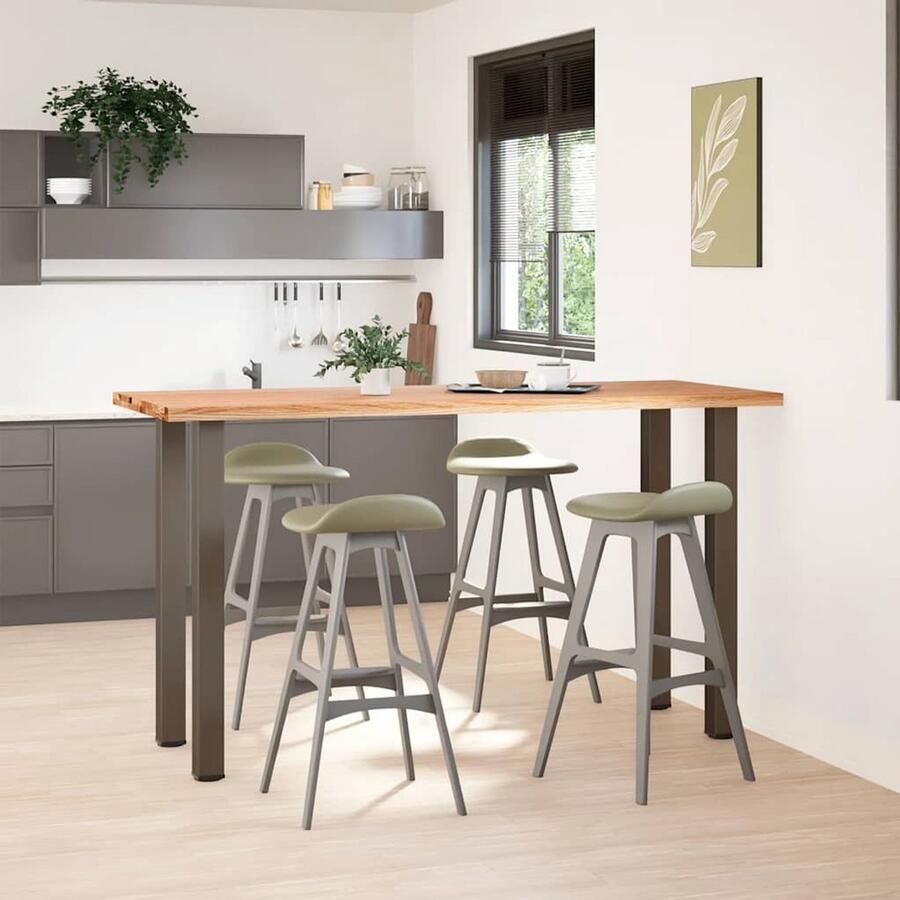 The Living Store Bartafel rechthoekig 200x80x112 cm massief eikenhout lichtbruin Bartafel Eikenhouten Tafel Salontafel Eetkamertafel Industriële Tafel