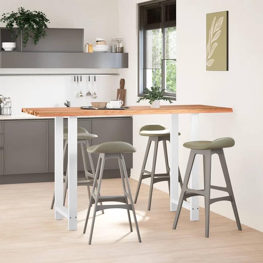 The Living Store Bartafel rechthoekig 200x80x112 cm massief eikenhout lichtbruin Bartafel Eikenhouten Tafel Salontafel Eetkamertafel Industriële Tafel