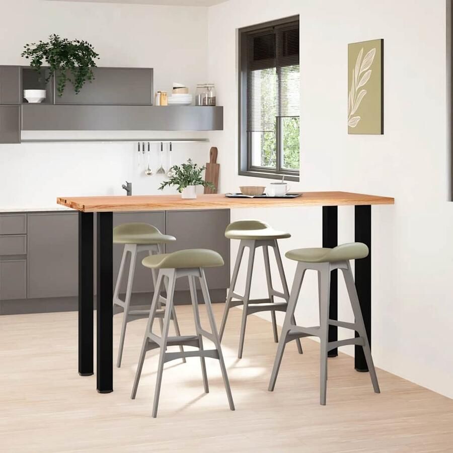 The Living Store Bartafel rechthoekig 200x80x112 cm massief eikenhout lichtbruin Bartafel Eikenhouten Tafel Salontafel Eetkamertafel Massief Eikenhout