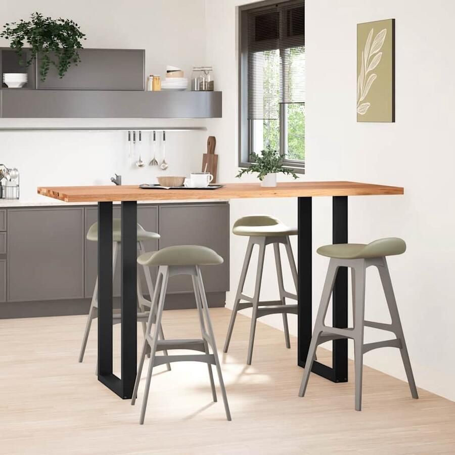 VidaXL Bartafel 200x80x112 cm Massief Eikenhout Bartafel Eikenhouten Tafel Salontafel Keukenbar Dinertafels