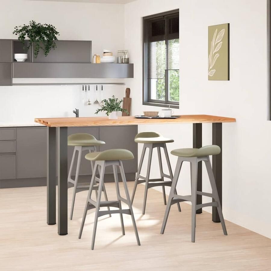 The Living Store Bartafel rechthoekig 200x80x112 cm massief eikenhout lichtbruin Bartafel Eetkamerset Salontafel Houten Tafel Eikenhouten Tafel