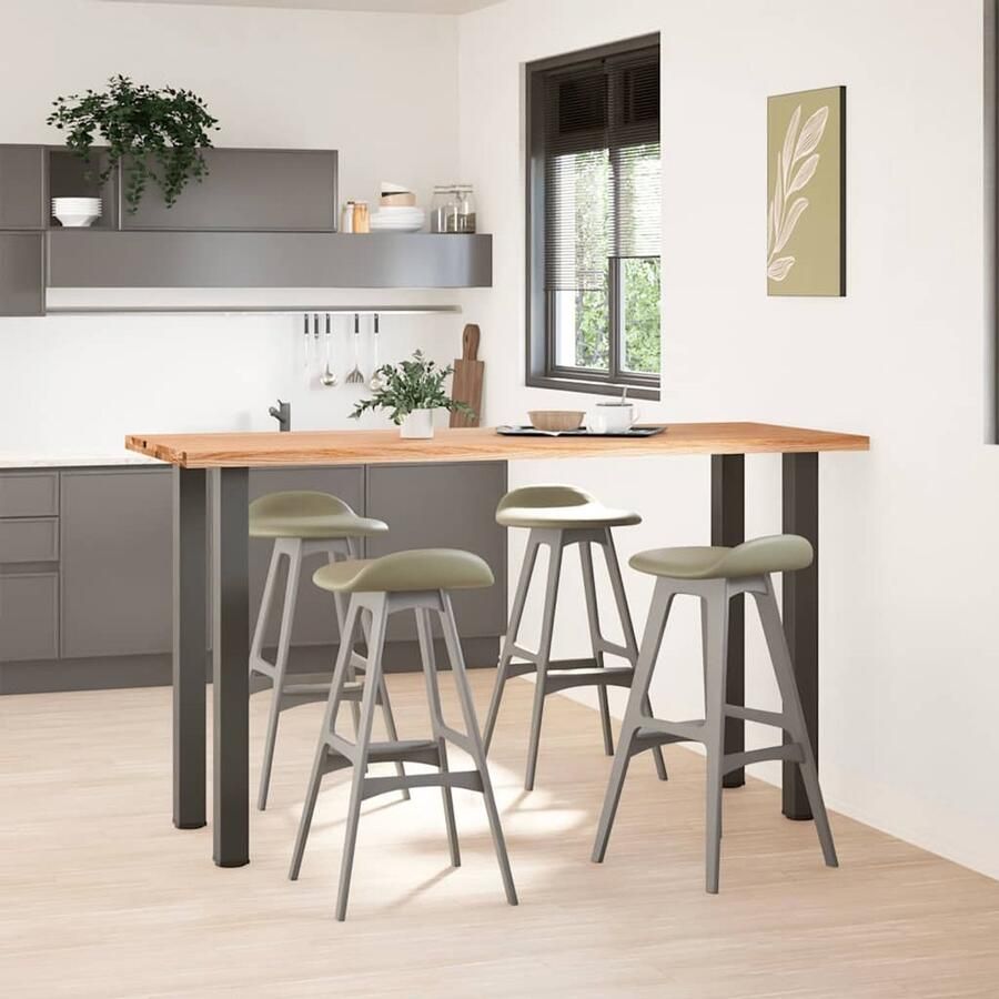 The Living Store Bartafel rechthoekig 200x80x112 cm massief eikenhout lichtbruin Bartafel Eikenhouten Tafel Salontafel Eetkamertafel Industriële Tafel