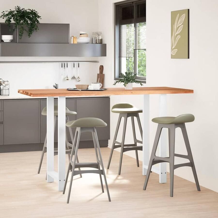 The Living Store Bartafel rechthoekig 200x80x112 cm massief eikenhout lichtbruin Tafel Houten Tafel Eetkamertafel Salontafel Oak Wood