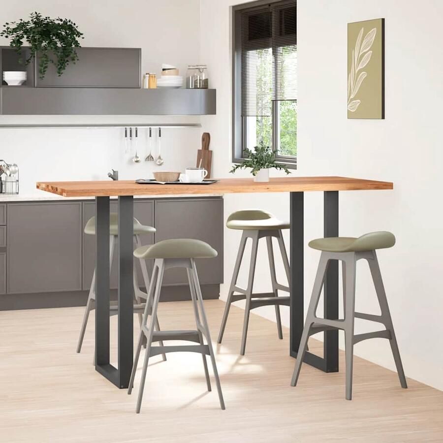 The Living Store Bartafel rechthoekig 200x80x112 cm massief eikenhout lichtbruin Tafel Met Poten Houten Tafel Eetkamertafel Salontafel Oak Wood Furniture