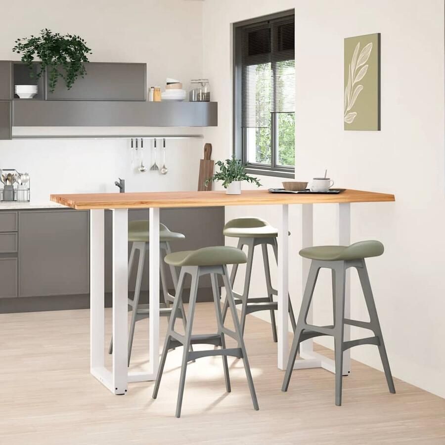 The Living Store Bartafel rechthoekig boomrand 200x80x112 cm massief eikenhout Bartafel Eikenhouten Tafel Salontafel Eetkamertafel Industriële Tafel