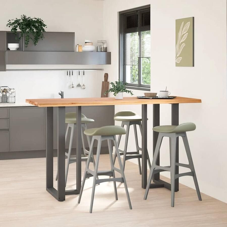 The Living Store Bartafel rechthoekig boomrand 200x80x112 cm massief eikenhout Eetkamertafel Salontafel Bartafel Houten Tafel Eikenhouten Tafel