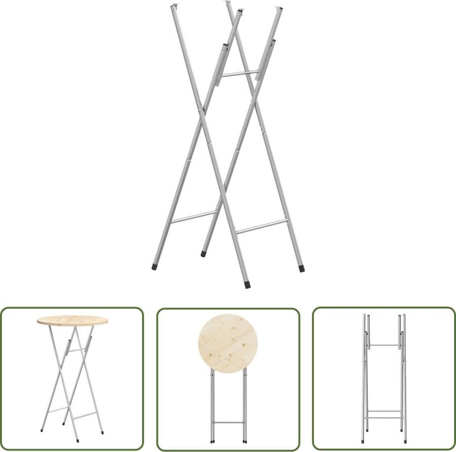 The Living Store Tafelpoten Gegalvaniseerd Staal 45 x 53 x 108 cm Inklapbaar Zilver Tafelpoten Bartafelpoten Inklapbare Tafelpoten Metalen Tafelpoten Staal Tafelpoten