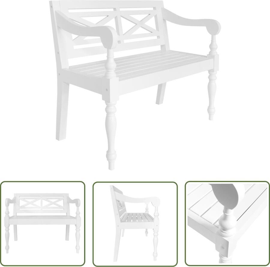 The Living Store Batavia Bank Wit 98 x 50 x 82 cm Massief mahoniehout