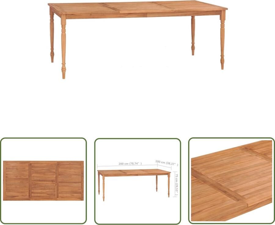 The Living Store Batavia tafel Houten tuintafel voor binnen en buiten 200 x 100 x 75 cm Uniek en duurzaam