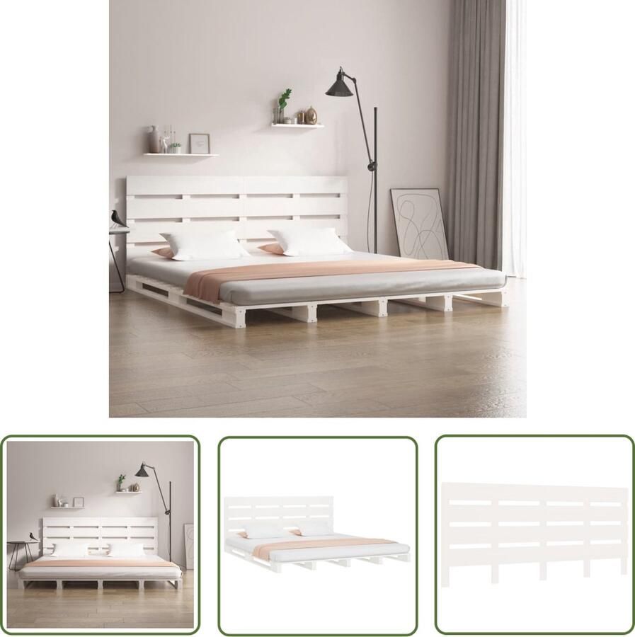 The Living Store Bedframe massief grenenhout wit 160x200 cm Bedframe Bedframes Bed Bedbodem Ledikant Bed Frame Massief Houten Bedframe Slaapmeubel Tweepersoonsbed Bedden Bedbodems - Foto 2