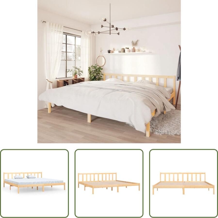 The Living Store Bed Grenenhout 200x200 Stevig en duurzaam Geen matras inclusief Bed Frame Houten Bed Tweepersoons Bed Grenenhout Bed Modern Bed