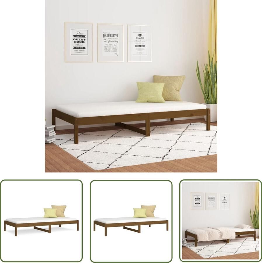 The Living Store Slaapbank 90x200 cm massief grenenhout honingbruin Slaapbank Slaapbanken Bedbank Bed Bedframe Houten Bedframe Bedbodem Logeerbed Slaapmeubel Ledikant Bedbanken - Foto 2