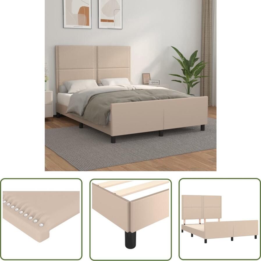 The Living Store Bed Kunstleer Cappuccino Verstelbaar hoofdeinde Multiplex lattenbodem 203x146x118 128cm Kunstleder Bed Kapstokken Bedroom Furniture Tweepersoonsbed Boxspring Bed