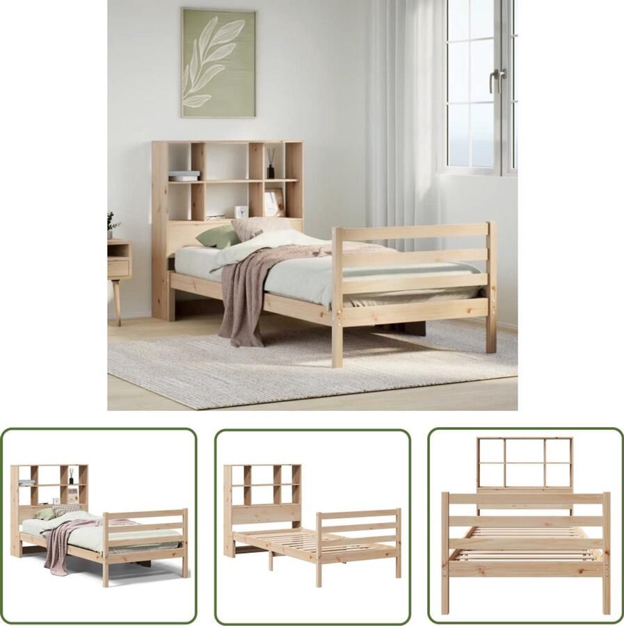 The Living Store Bed met boekenkast zonder matras massief grenenhout 75x190 cm Boekenkastenbed Houten Bed Tweepersoonsbed Stapelbare Bedden Compact Bed