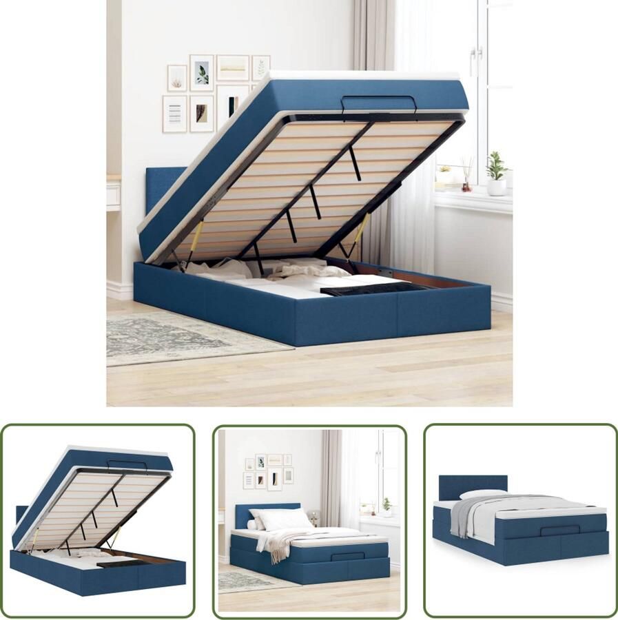 The Living Store Bed met matras 120x200 cm stof blauw Slaapcomfort Boxspring Bed Tweepersoonsbed Stapelbed Kinderbed