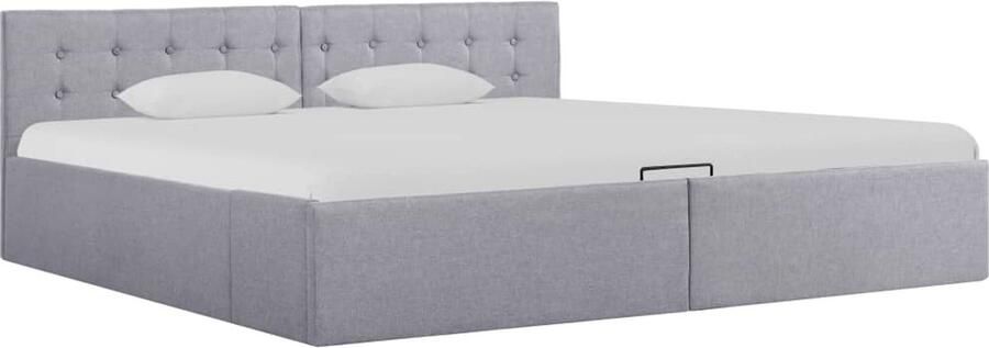 The Living Store Bed Stoffen Bedframe 211x188x73 cm Lichtgrijs Hydraulisch gasveermechanisme Stof Bed Boxspring Bed Dubbel Bed Elektrisch Verstelbaar Bed Opbergbed - Foto 2