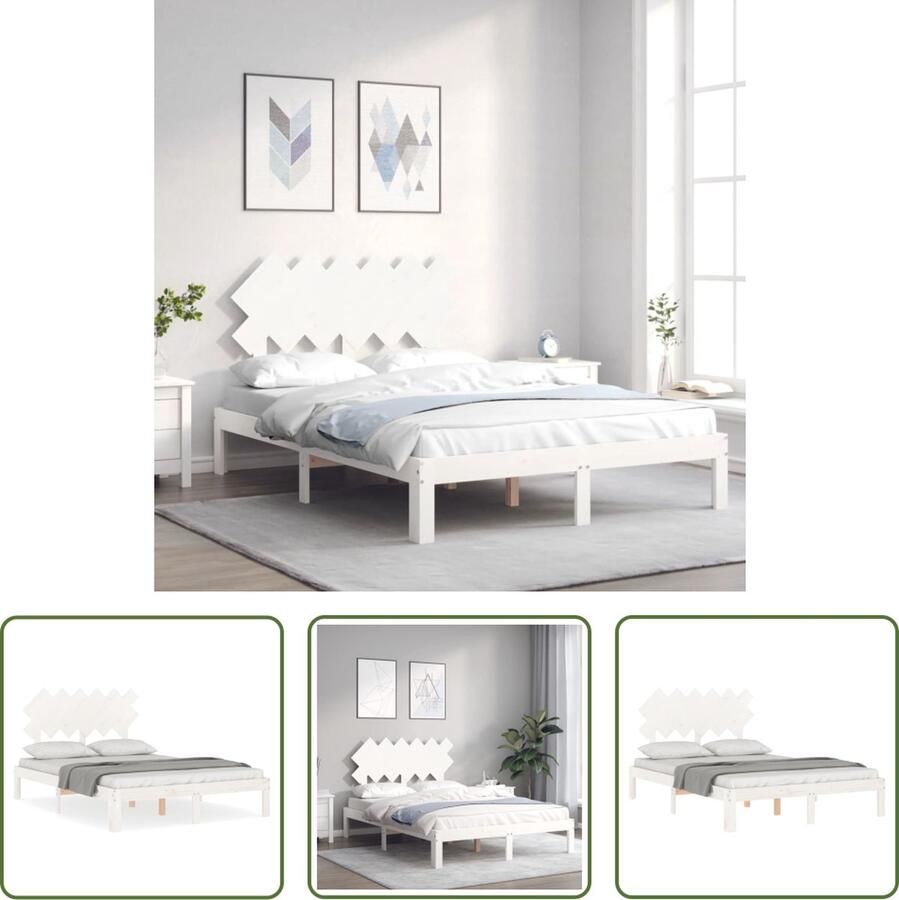 The Living Store Bedframe zonder matras massief grenenhout wit 120x200 cm Massief Hout Bed Grenenhout Bed Wit Bed Frame Tweepersoons Bed Boxspring Bed
