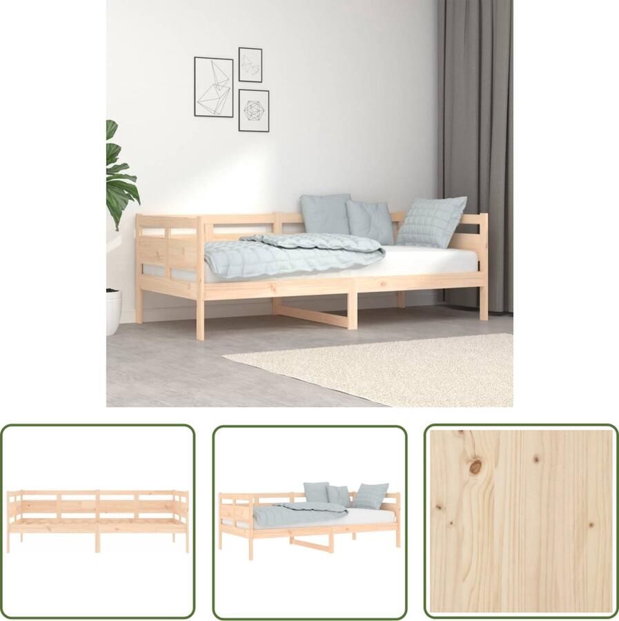 The Living Store Bedbank Grenenhout Logeerbed en Bank 193.5 x 96.5 x 66 cm Geschikte matras 90 x 190 cm Montage vereist Slaapbank Logeerbed Grenenhout Meubilair Multifunctionele Bank Compact Bed