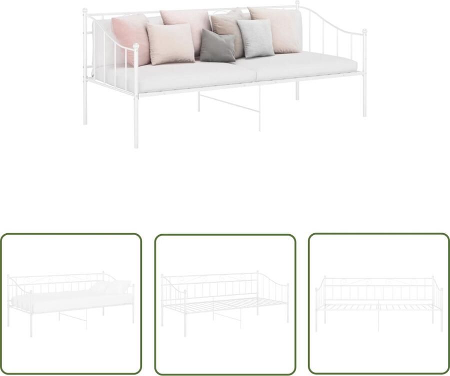 The Living Store Slaapbankframe metaal wit 90x200 cm Bedbankframe Bedbankframes Slaapbankframe Slaapbankframes Bedframe Bedframes Ledikant Ledikanten Logeerbed Logeerbedden Bedbank
