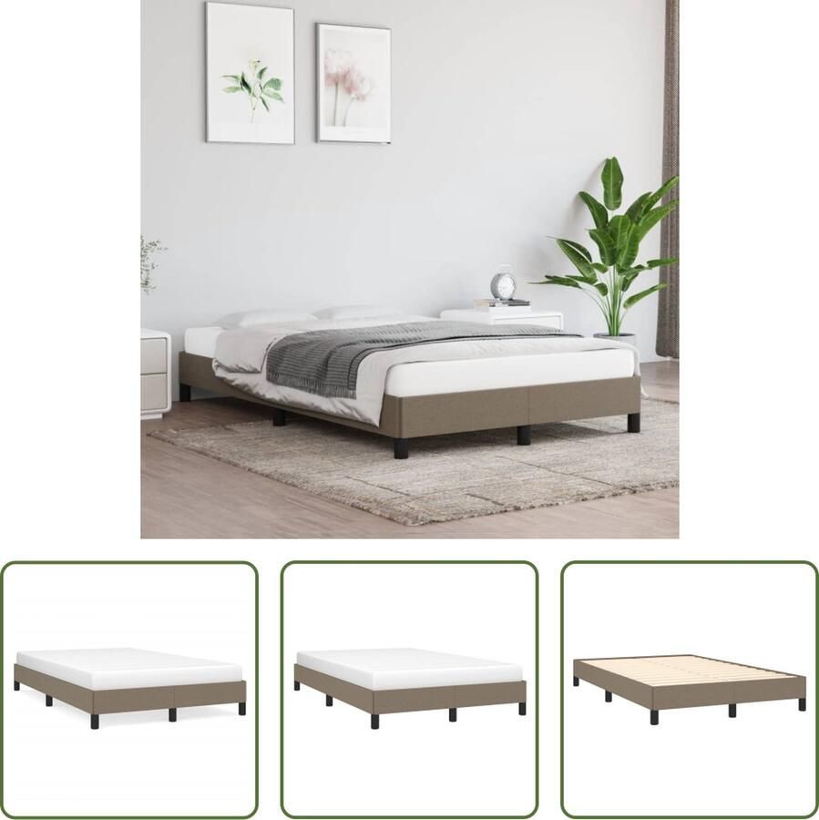 The Living Store Bedframe stof taupe 120x200 cm Bedframe Bed Slaapmeubel Ledikant Bedbodem Tweepersoonsbed Bedden Slaapmeubels Slaapmeubelen Ledikanten
