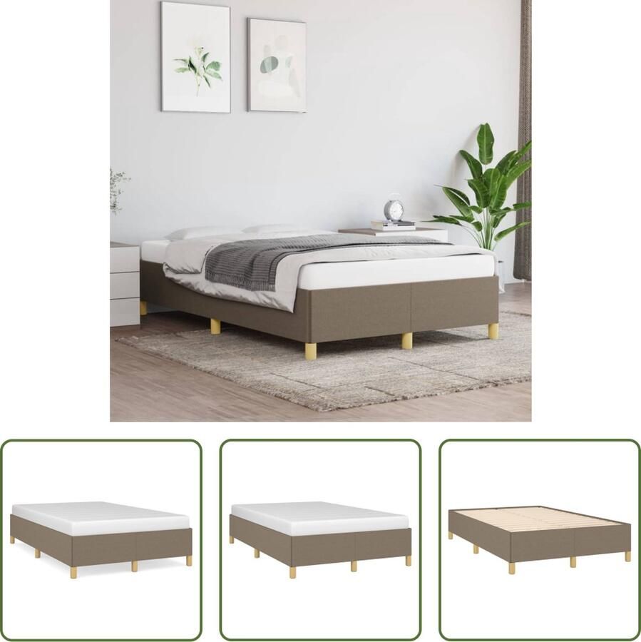 The Living Store Bedframe stof taupe 120x200 cm Bedframe Bed Slaapmeubel Ledikant Bedbodem Tweepersoonsbed Bedden Slaapmeubels Slaapmeubelen Ledikanten