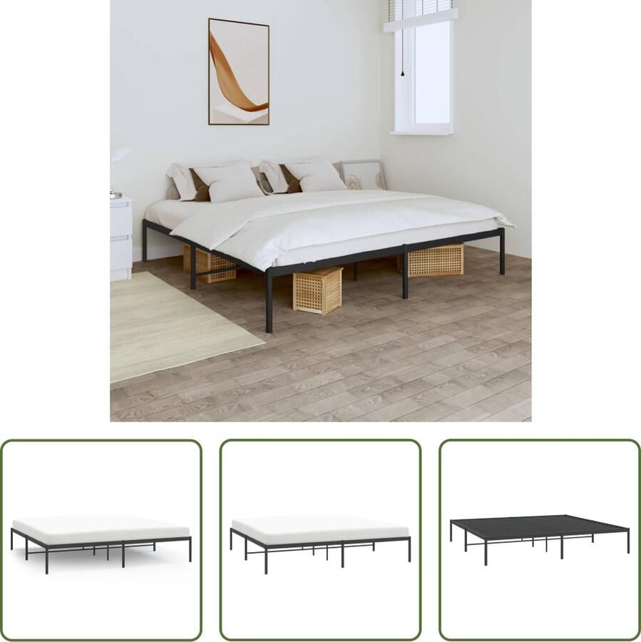 The Living Store Bedframe 207 x 198 x 31 cm Robuust metalen constructie Robuust Bedframe Metalen Bedframe Slaapcomfort Boxspring Koninginnenbed