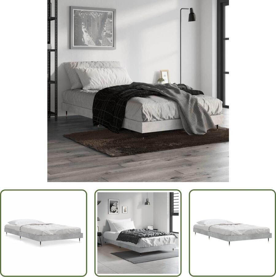 The Living Store Bedframe Bedframes 203 x 103 x 20 cm Betongrijs Bed Frame Houten Bed Frame Tweepersoons Bed Frame Grijs Bed Frame VidaXL Bed Frame